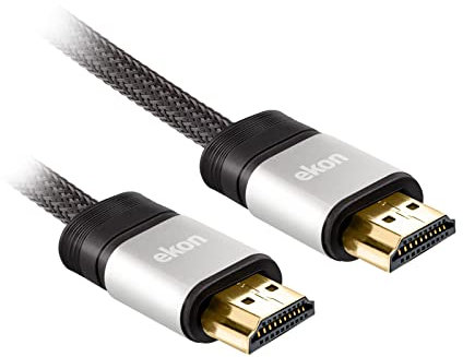 ekon HDMI-Kabel, Ethernet-Stecker 2.1, Stecker auf Stecker, 8K Ultra HD und 3D, vergoldete Stecker, Knickschutz, für TV, Projektor, Laptop, PC, MacBook, Playstation, Nintendo Switch