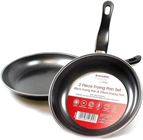 PEBBLE HUG 2X Aluminium Non-Stick Fry Pan 20cm and 25cm for Everyday Cooking, Omelette Pan for Induction Gas and Electric, Easy to Clean, Durable and Long Lasting