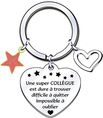 LUODAN Cadeau Collègue Porte-clés,Cadeau Anniversaire Femme Homme,Porte-clés d'amitié,Cadeaux de Retraite,Collegue Depart Collegues de Travail Porte Clés Personnalisé Idee Cadeaux Amie(5)