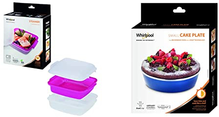 Whirlpool STM008 - Vaporiera microonde leonardo & AVM190 Piatto Crisp a bordo alto (tortiera) per Forno a Microonde
