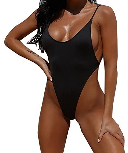 BKEPDY Costume Intero Donna con Scollo a U Sexy Costumi da Bagno con Spalline Regolabili Costumi da Bagno Interi Monokini con Controllo della Pancia Swimwear Mare