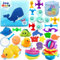 Chennyfun Conjunto Juguetes para Baño, 32 Piezas Baby Bath Toys Incluye Pato de Goma, Tortuga, Delfín, Barcos de Plástico, Conjunto Juguetes para Niños Pequeños de 1, 2, 3, 4, 5, 6 Años