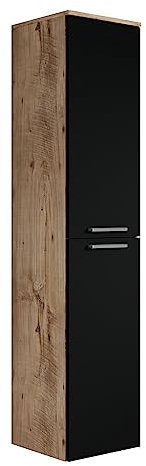 Badplaats B.V. Armoire de Rangement de Venus Hauteur 160cm Chene chataignier, Noir - Meuble de Rangement Haut Placard Armoire Colonne