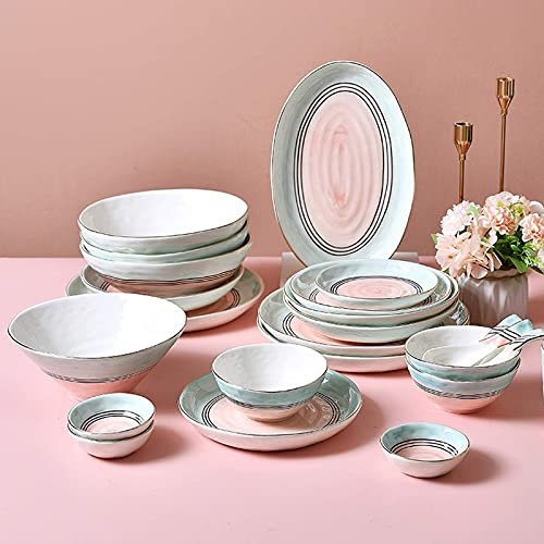 Service de Table, Services de Table en céramique, Service de Vaisselle en Porcelaine de Luxe léger de Style Nordique 43 pièces