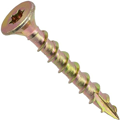 AERZETIX - C69141 - Juego de 50 Tornillos para madera Ø6x45mm con cabeza fresada - con huella estrella Т30 - en acero galvanizado - carpintería contrachapado aglomerado melamina terraza tablero viga