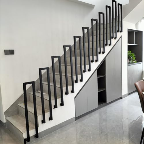 T-ZBDZ Barandilla de Escalera Forma de U, Barandillas Escaleras Interior, Pasamanos de Metal, Baranda para Escaleras, el hogar, Apartamento, Negro(Instalada en el lateral,95cm)