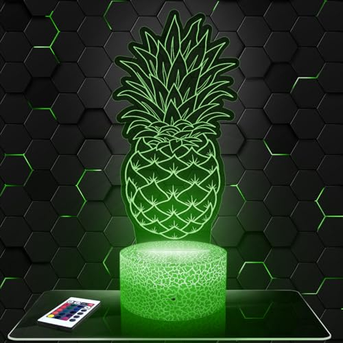Nachttischlampe - Touch-Nachtlicht Ananas 3D-LED-Lampe Illusion, Geschenkidee Weihnachten Geburtstag Junge und Mädchen Nachttischlampe Kinder- oder Erwachsenenzimmer