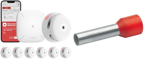 Detector de Humo X-Sense XS01-M ProConnected con estación Base SBS50 y terminales eléctricos Klauke 47612 (100 PC(S), 2,5 cm), Rojo