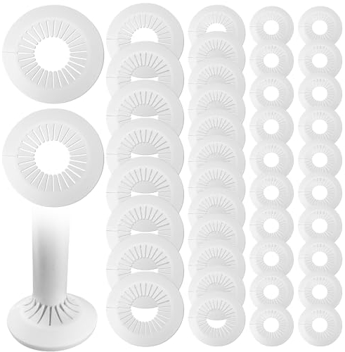 42 PCS 4 Sizes Plastic Radiator Pipe Covers White Pipe Collars, Pipe Decoration Cover, White Radiator Pipe Collars, Water Pipe Covers Fit for Pipe