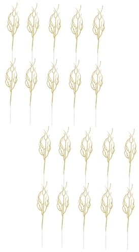 Amosfun 20 STK Weihnachtsblatt Weihnachtsgirlande Zubehör Glitzerblätter Picks Winterhochzeitsdekorationen Simulationszweige Glitzernde Äste Baum Dekorative Blätter Blitz