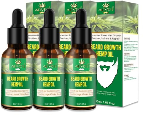 P-Beauty 3x Bartöl für Wachstum, Bartbalsam Hanfsamenöl 30ml - Beard Growth Hemp Oil | natürliche Bartpflege, für dichten Bartwuchs & gesunde Haut | Bartöl für Männer, alle Bartlängen
