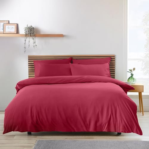 Catherine Lansfield So Soft Easy Iron Super King Duvet Cover Set Hot Pink