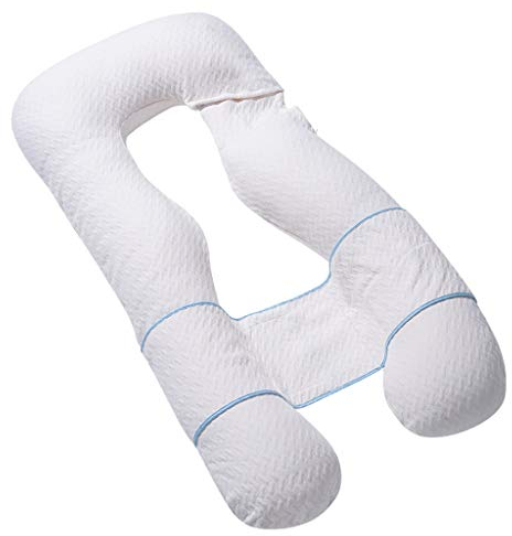 TEmkin Körperkissen Mutterschaftskissen – Multifunktions-Schwangerschaftskissen, G-förmiges unterstütztes Schlafen, lindert Stress, Stillkissen, Kuschelkissen, 150 x 70 cm, 3 Farben (weiß