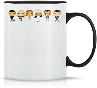 Friends Cast Taza de Té y Café de Cerámica Clásica Blanca Negra y Rosa Mágica 330ml