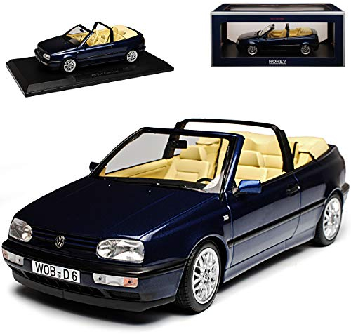 Volkwagen Golf III Cabriolet Dunkel Blau Metallic 1991-1998 1/18 Norev Modell Auto mit individiuellem Wunschkennzeichen