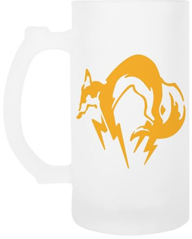 OLDRYTEE Renard Solide Metal Gear Tasse Transparente À Poignée De Bière En Verre