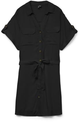 VERO MODA Damen Kurzarm Mini Kleid VMBumpy Short kurzes Hemdkleid mit Gürtel
