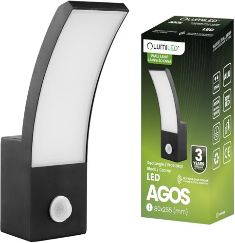 Lumiled Außenwandleuchte Wandlampe mit Bewegungsmelder außen 12W 1080lm 4000K neutralweiß Außenleuchte Wand Außenbeleuchtung Wandleuchter Gartenleuchte Terrasse Haus Fassade IP44 schwarz