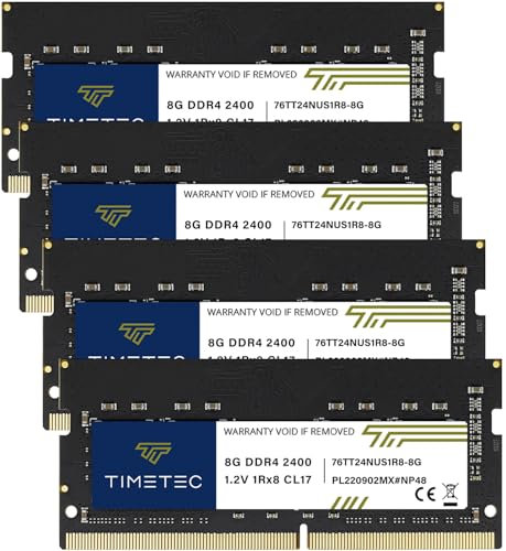 Timetec Hynix IC DDR4 2400MHz PC4-19200 Unbuffered Non-ECC 1.2V CL17 2Rx8 Dual Rank 260 Pin SODIMM Laptop Notebook Computer Memory RAM Module Upgrade (32GB Kit (4x8GB))
