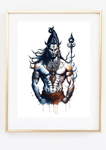 Din A4 Kunstdruck ohne Rahmen - Hindu Gott Shiva - Hinduismus Indien Yoga Religion - Grafik Druck Poster Bild