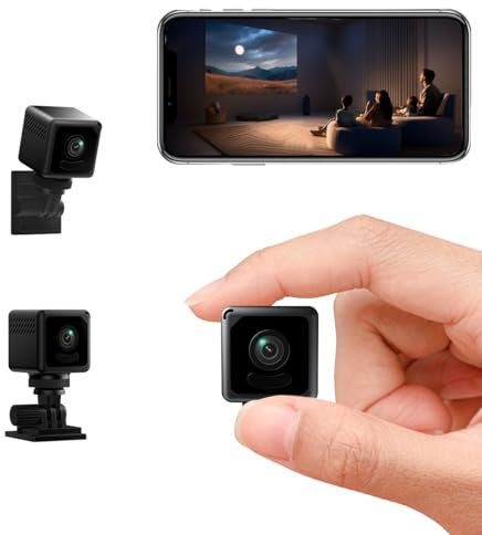 Mini Telecamera WiFi Interno/Esterno, Spia Nascosta Videocamera 1080P Senza Fili, Microcamera con Visione Notturna e Rilevamento di Movimento, con App per Auto/Casa/Bambini, Lunga Durata, Spy Cam