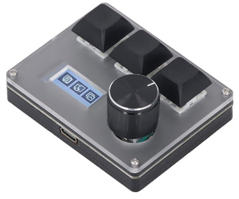 Walfront 3 Teclas Teclado Pequeño con Teclado Personalizable RGB con Perilla para el Trabajo de Tipificación de Juegos, con Pantalla LCD de 0.96 Pulgadas, con 3 Modos de Escenario