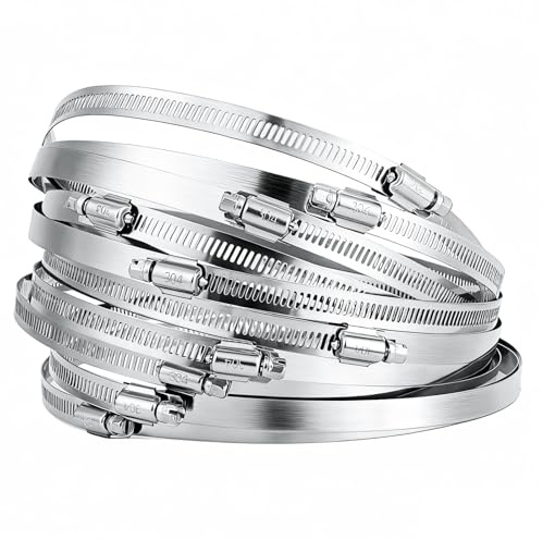 10 Pz Fascette Stringitubo Inox, Regolabile Fascette Metalliche, Fascetta Stringitubo in Acciaio Inox 304 Regolabile 175-197 mm, Collare Stringitubo a Bullone per Tubo Acqua Auto Piscina, Giardino