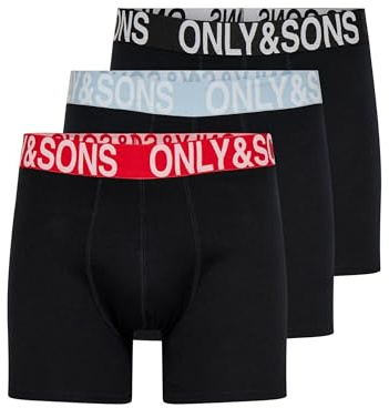 ONLY & SONS Men's Onsfitz Solid Boxer 3 Pack Noos, Black, XL (Pack of 3)