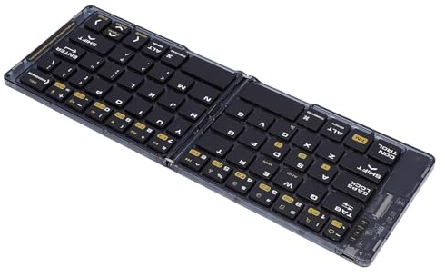 SUNGOOYUE Clavier Pliable, étui en Cuir PU, Clavier Portable Pleine Taille avec pavé Tactile pour la Saisie Multi-appareils sur Téléphone, Tablette, Ordinateur Portable