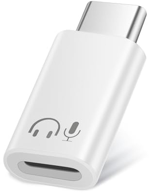 Adattatore audio da Lightnning a USB-C per iPhone 17/16/15 serie, iPad, Galaxy e USB-C dispositivi, qualità audio Hi-Fi, controllo in linea, Plug and Play, bianco