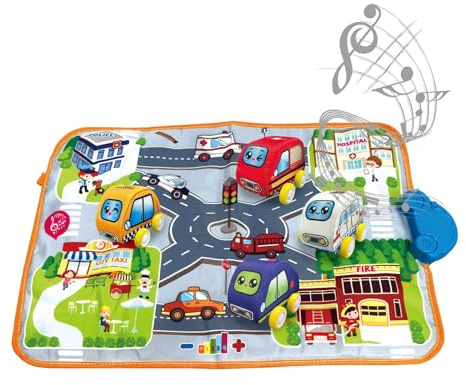 Générique Spielteppich für – batteriebetriebene Musik, frühes Lernverkehr, Spiel auf Stabiler Straße, interaktiver Boden | Lernmatte für Mädchen und, D