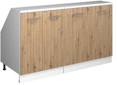 Vicco Küchenschrank für Dachschrägen R-Line, Artisan-Eiche, 140 cm | 2 Module · Extra Tiefe – 60 cm · Höhenverst. Füße · 4 Türen · ✓ Frei kombinierbar