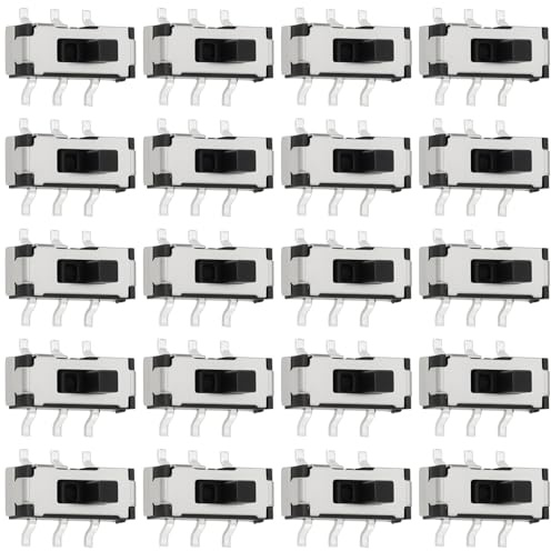 AS Axis Spindleon 20 Pack 6 Pin 2 Position Miniature Slide Switch DPDT 12 V 100 mA Through Hole for PCB Low Power Electronics 9.1 x 3.5 x 3.5 mm