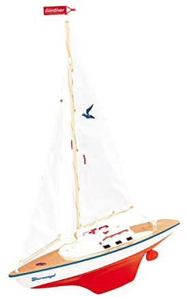 GÜNTHER FLUGSPIELE 1810 - Segelboot Sturmvogel, kleine Segeljacht für Hobbysegler und Sammler, ca. 55 x 67 cm groß, hochwertig gefertigt und segelfertig montiert