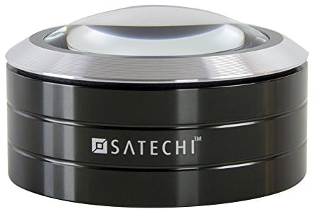 SATECHI Readmate LED-Schreibtischlupe, Bis Zu 5X Vergrößerung, Tragetasche Inklusive (Schwarz)