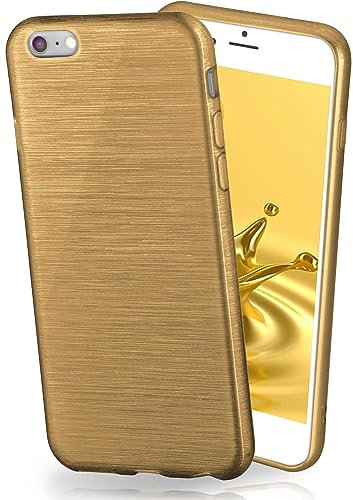 moex Cover in Silicone Compatibile con iPhone 6s Plus / 6 Plus | Effetto Alluminio Spazzolato, Oro