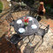 Lazy Susan – Alice Gartentisch rund | 4 April Gartenstühle | Wetterfestes Gartenmöbel Set | Aluminium | Farbe Bronze Antik | Beige Kissen | 3-jährige Garantie