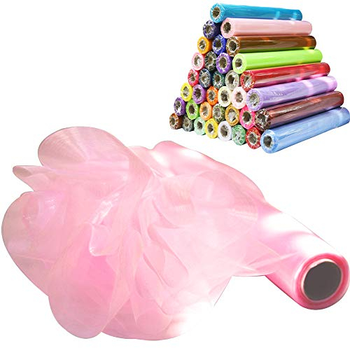 Time to Sparkle (Rose) 29cm X 26M Rouleau Organza Chemin de Table Chaise Echarpe Nœud Mariage Ceremonie Fête Noël