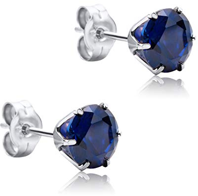 Orovi – Ohrringe aus 9 Karat Weißgold (375) mit Saphir im Brillantschliff (1,62 Ct) – Ohrstecker Gold Damen mit Edelstein in Krappenfassung – Damenschmuck allergenfrei & handgemacht (6,5x6,5 mm)