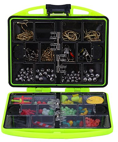Pêche Accessoires Box, 24 Compartiments Pêche Outil Kit boîte d'accessoires Complet Loaded Leurre de pêche Pivote à appât Crochets Sinker Line Bouchons