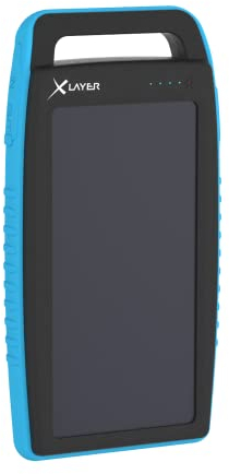 XLayer Solar Power Bank I 15000mAh I Schnellladen I Camping I Outdoor Ladegerät I Akkupack I Solarpanel I kompatibel mit iPhone 16/15/14/13/12/Plus/Mini/Pro/Pro Max, Samsung Galaxy S23 Ultra/S22