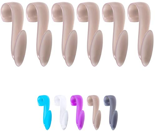 WELLGRO 6x Rundheizkörperhaken - Top Qualität MADE IN GERMANY - Haken für Handtuch - Heizkörperhaken - Handtuchhaken - Farbe wählbar, Farbe:Braun