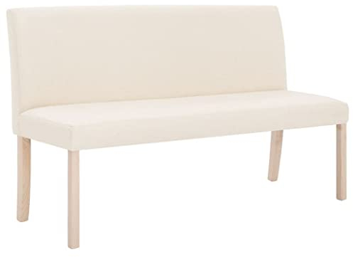 vidaXL Sitzbank mit Rückenlehne 139,5cm Klassisch Polsterbank Esszimmerbank Wartebank Bank Küchenbank Essbank Flurbank Wohnzimmer Cremeweiß Polyester
