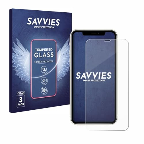 savvies Protector Cristal Templado para Apple iPhone 11 (3 Unidades) Protector Pantalla Vidrio, Protección 9H, Pelicula Anti-Huellas