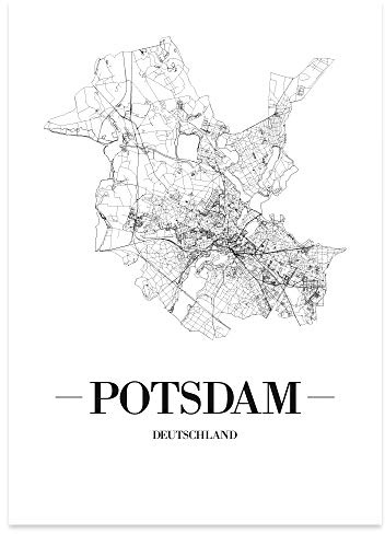 JUNIWORDS Stadtposter, Potsdam, Wähle eine Größe, 30 x 40 cm, Poster, Schrift A, Weiß