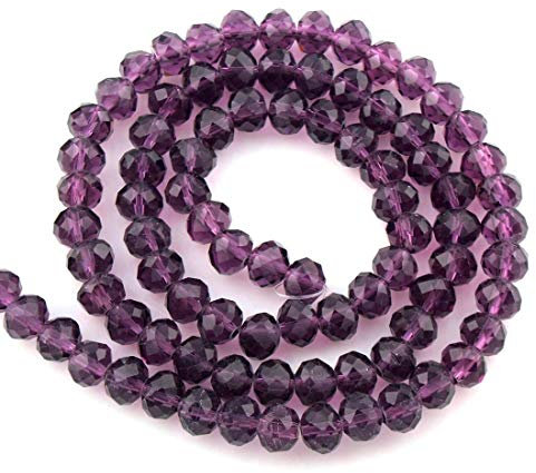 Cuentas checas de cristal de Bohemia facetadas y redondas, tamaños de 4/6/8/10 mm, colores a elegir (amatista), 6 x 4 mm