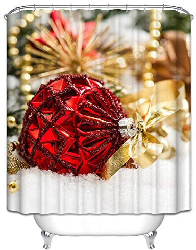 Daesar Wasserdicht Duschvorhang 150x200 cm Weihnachten Deko Kugel Sterne Duschvorhang Antischimmel aus Polyester-Stoff