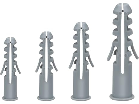 Juego de 400 tacos de pared surtidos de plástico blanco para tubo de expansión de 5 mm, 6 mm, 8 mm, 10 mm