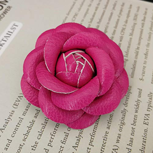 Broches Et Pins pour Fille,Luxe Grandes Broches pour Femme Foulards Boucle Broche Tissu Art Tissu Fleur Broche Mode Vêtements Bijoux Accessoires Filles Cadeaux, PU Fushia