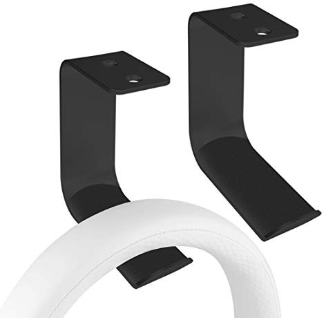 GEEKRIA Aluminum Headphone Wall Mount for Over-Ear Headphones, Gaming Headset Wall Mount, Desk Display Hanger, Compatible with Bose, Sony, Beyerdynamic, AKG, ATH, Sennheiser (2Pcs C Black)